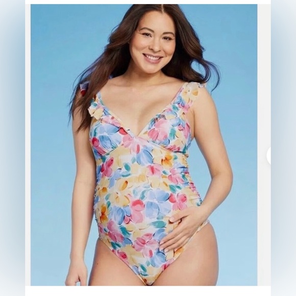 Ingrid Isabel Maternity Size Small Floral One-Piece Swimsuit NWOT - Picture 1 of 4